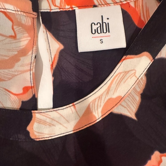 Cabi Blossom Navy Blue & Orange Floral Print-Sz Small Business Casual Stretchy - Picture 5 of 7